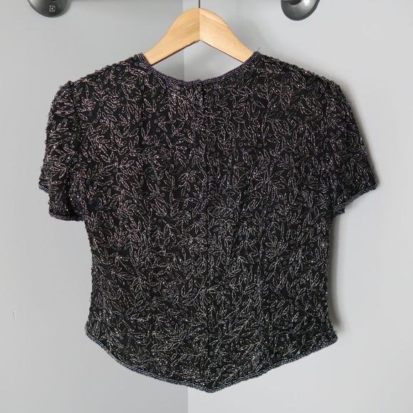 Vtge Papell Boutique Silk Beaded Embroidered Top - Picture 4 of 6